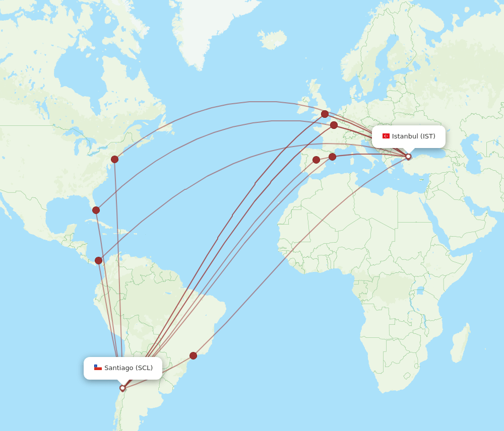 SCL-IST flight routes