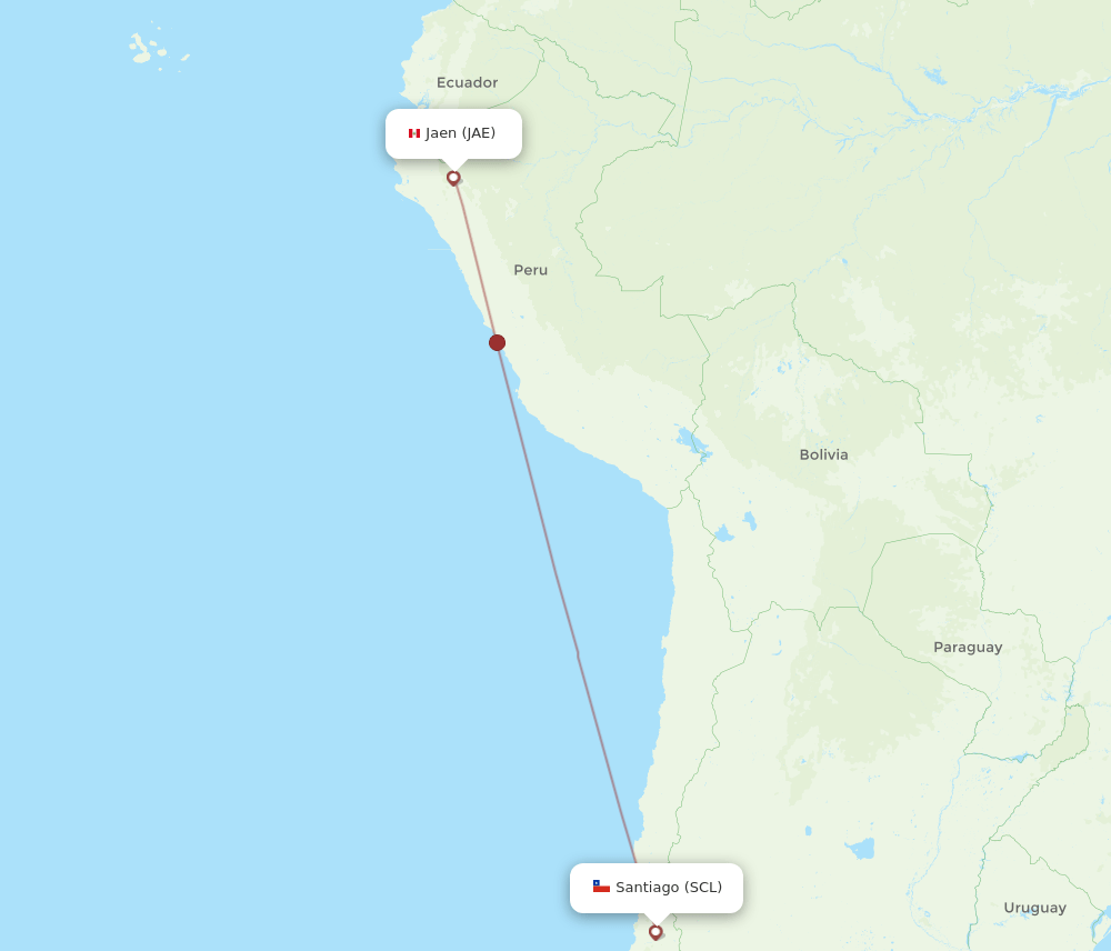 Santiago - Jaen route map and flight paths