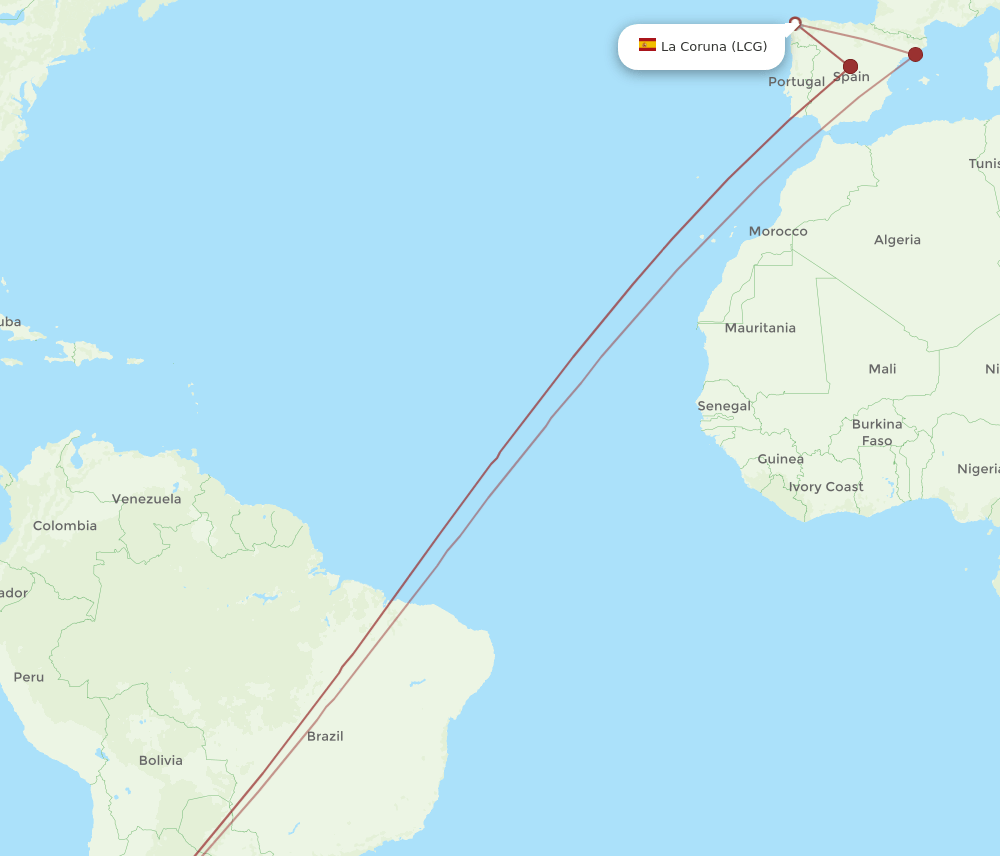 SCL-LCG flight routes