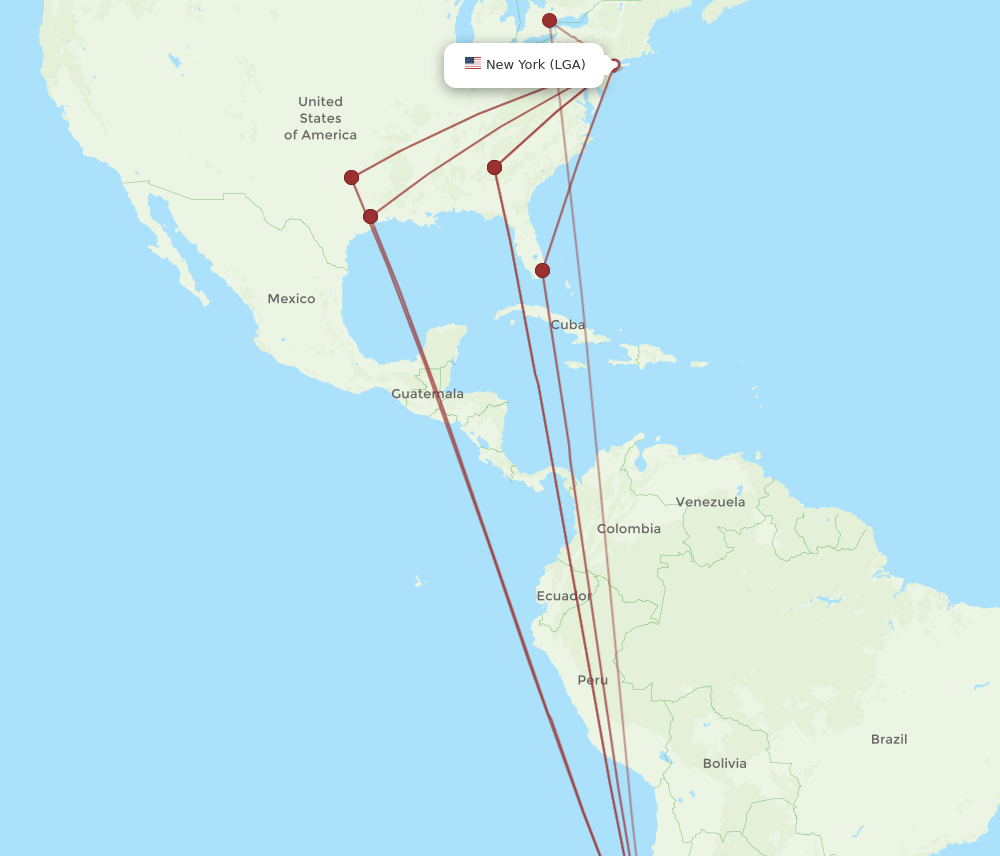 SCL-LGA flight routes