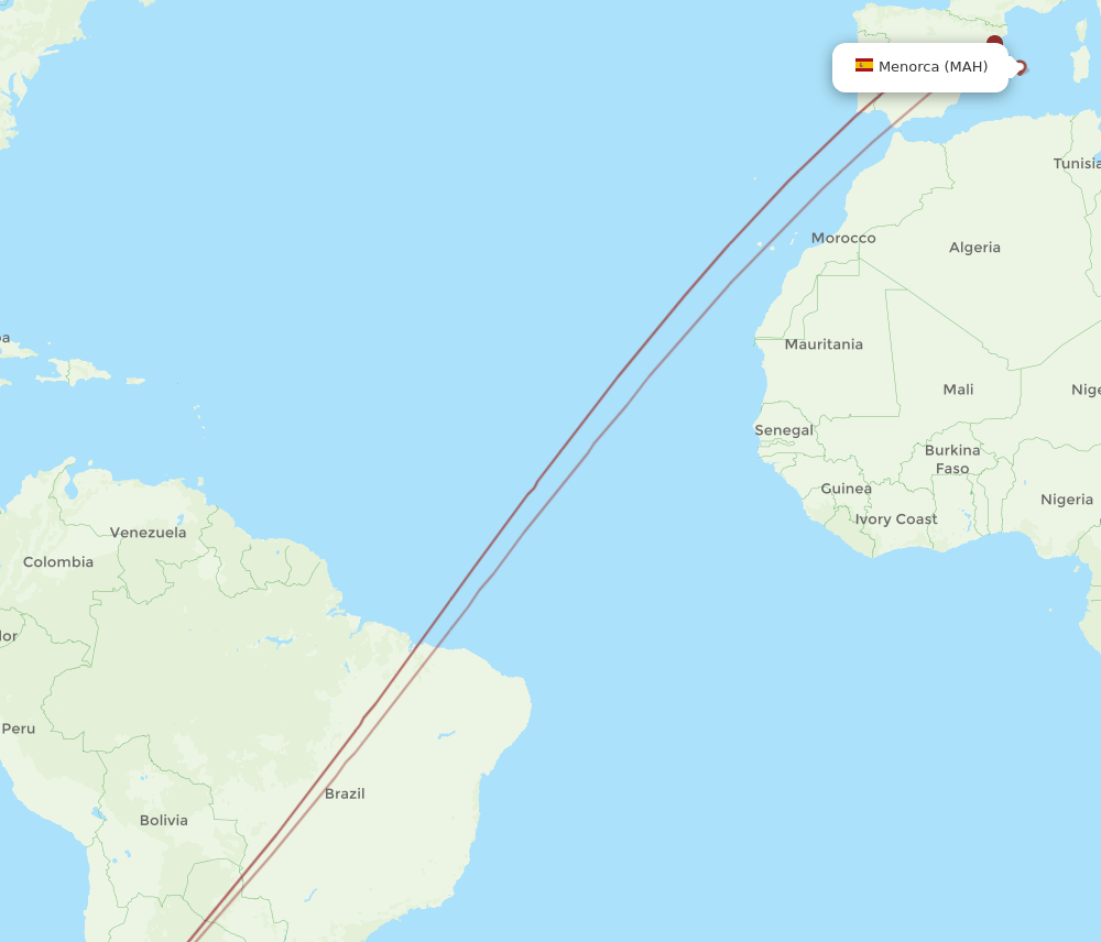 SCL-MAH flight routes