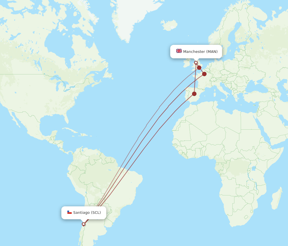 SCL-MAN flight routes