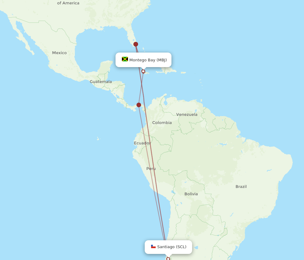 SCL-MBJ flight routes