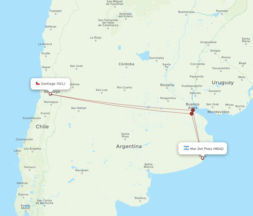 SCL-MDQ flight routes