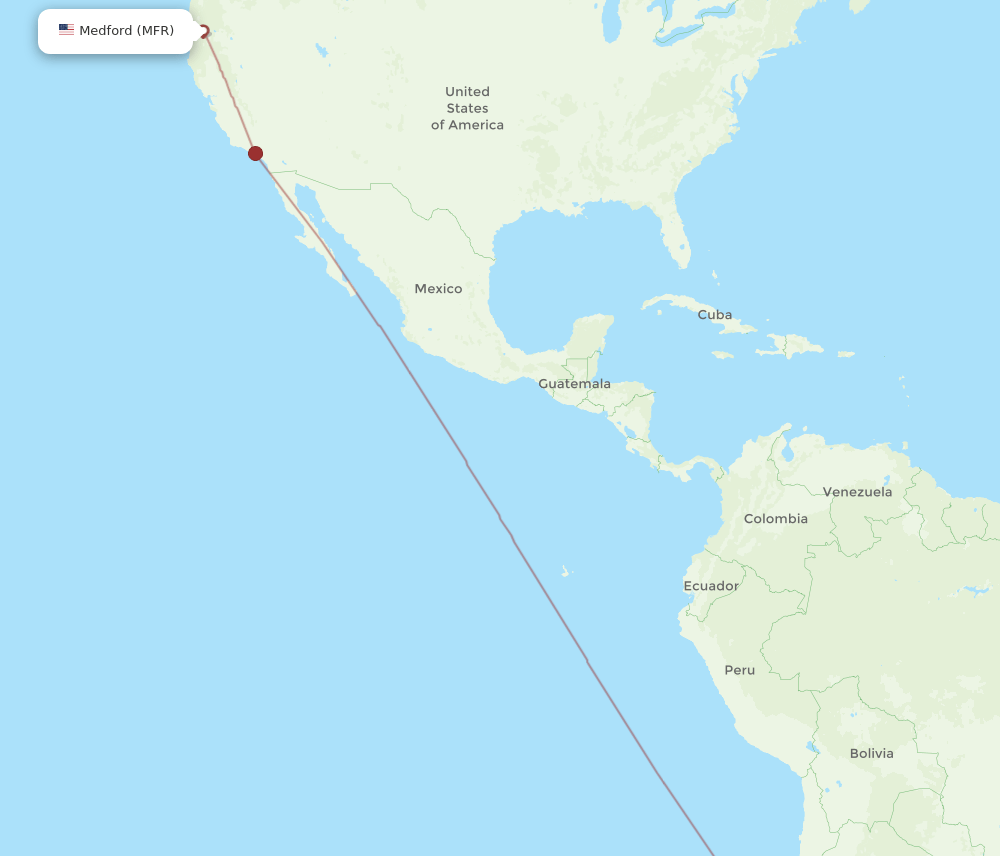SCL-MFR flight routes