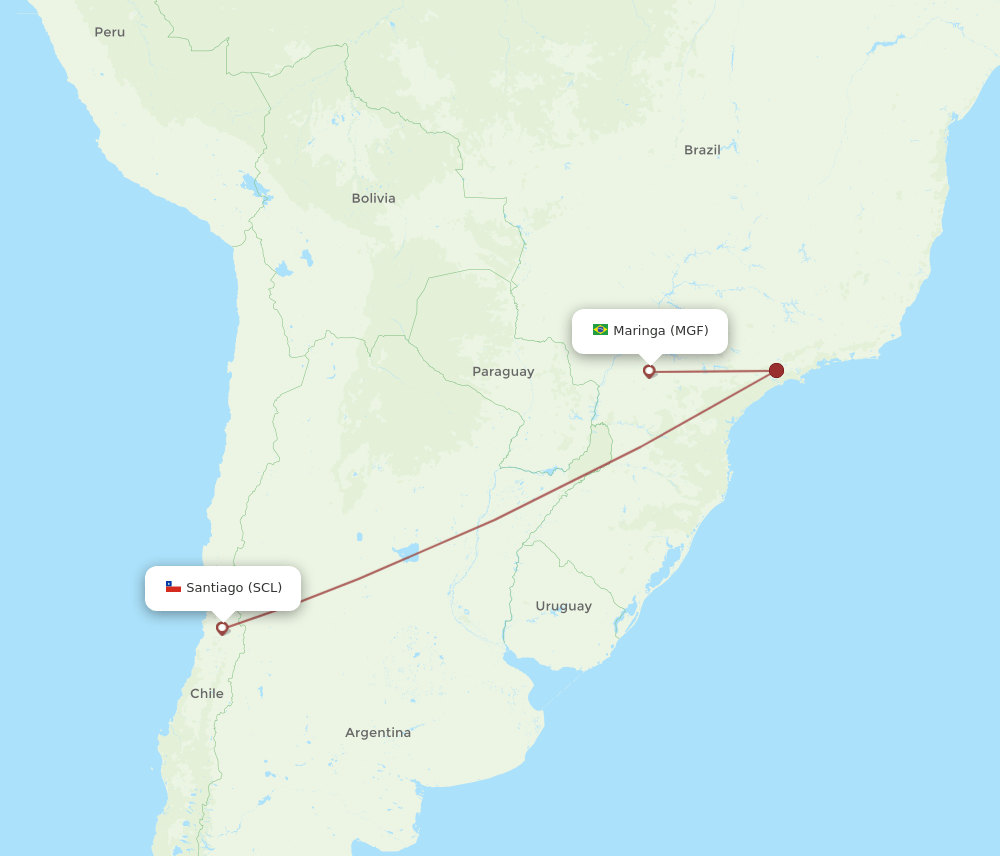 SCL to MGF flights and routes map