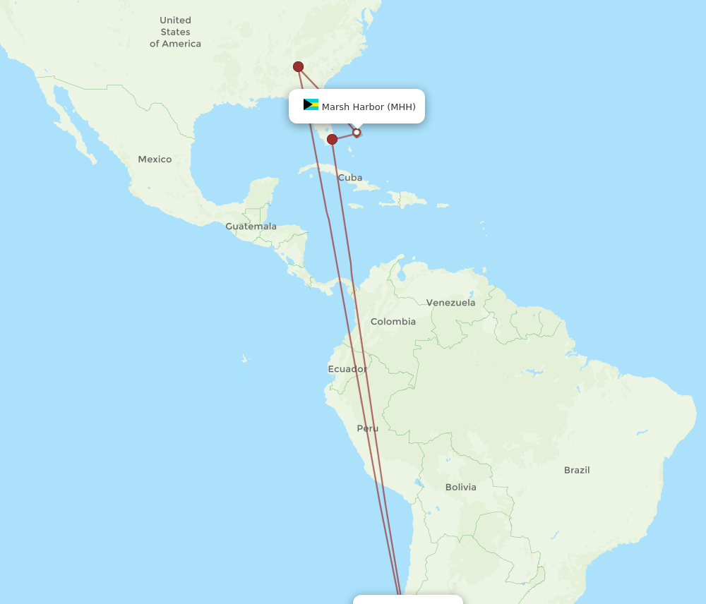 SCL to MHH flights and routes map