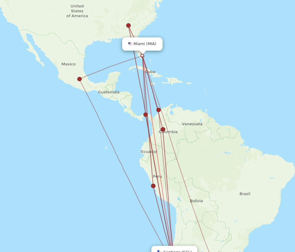 SCL-MIA flight routes
