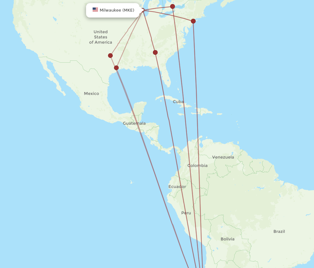 SCL-MKE flight routes