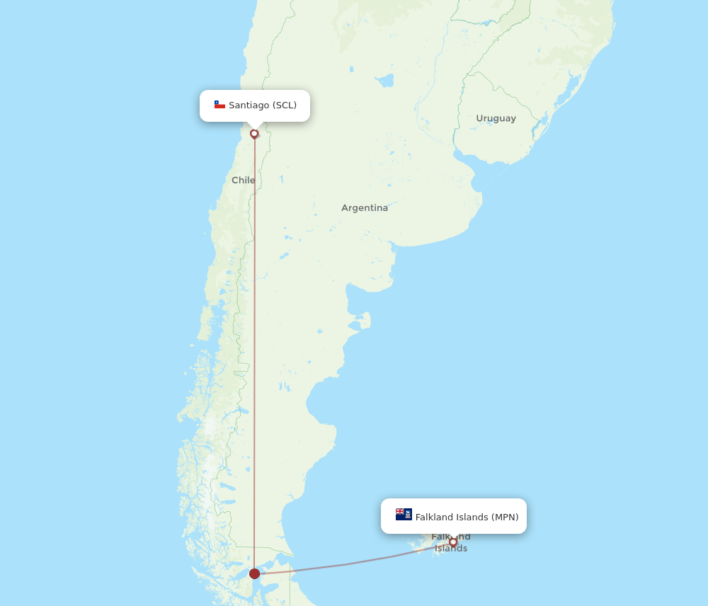 SCL-MPN flight routes