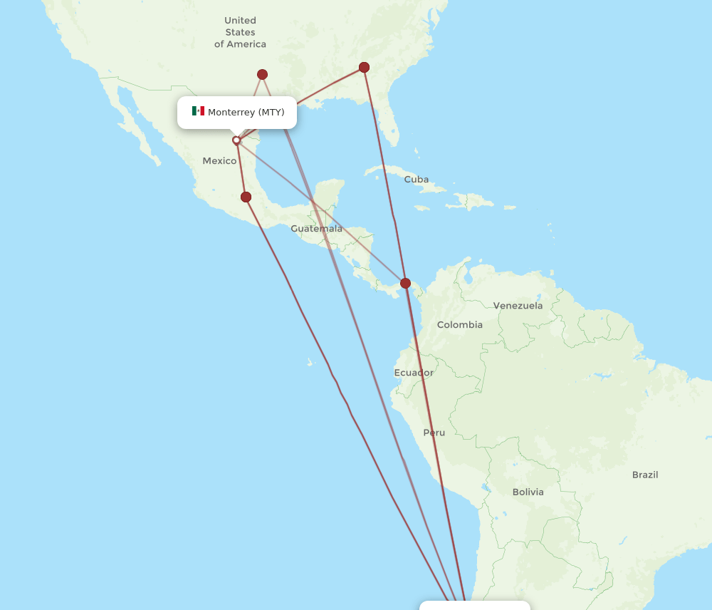 SCL-MTY flight routes