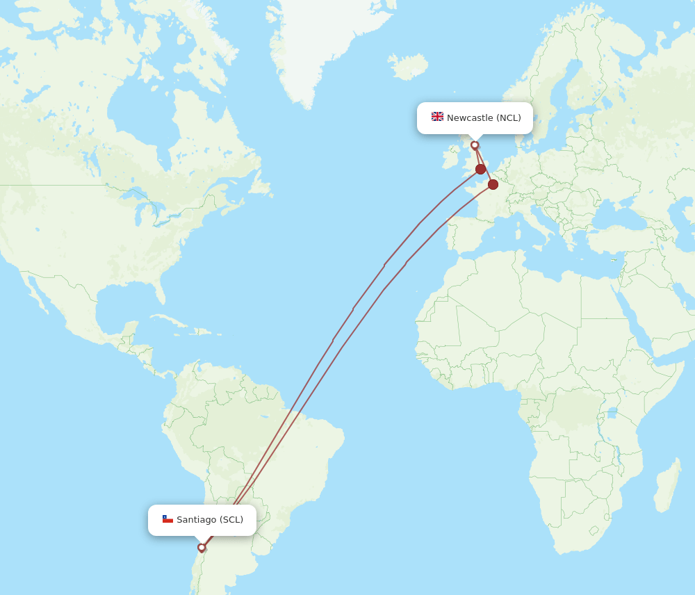 SCL-NCL flight routes