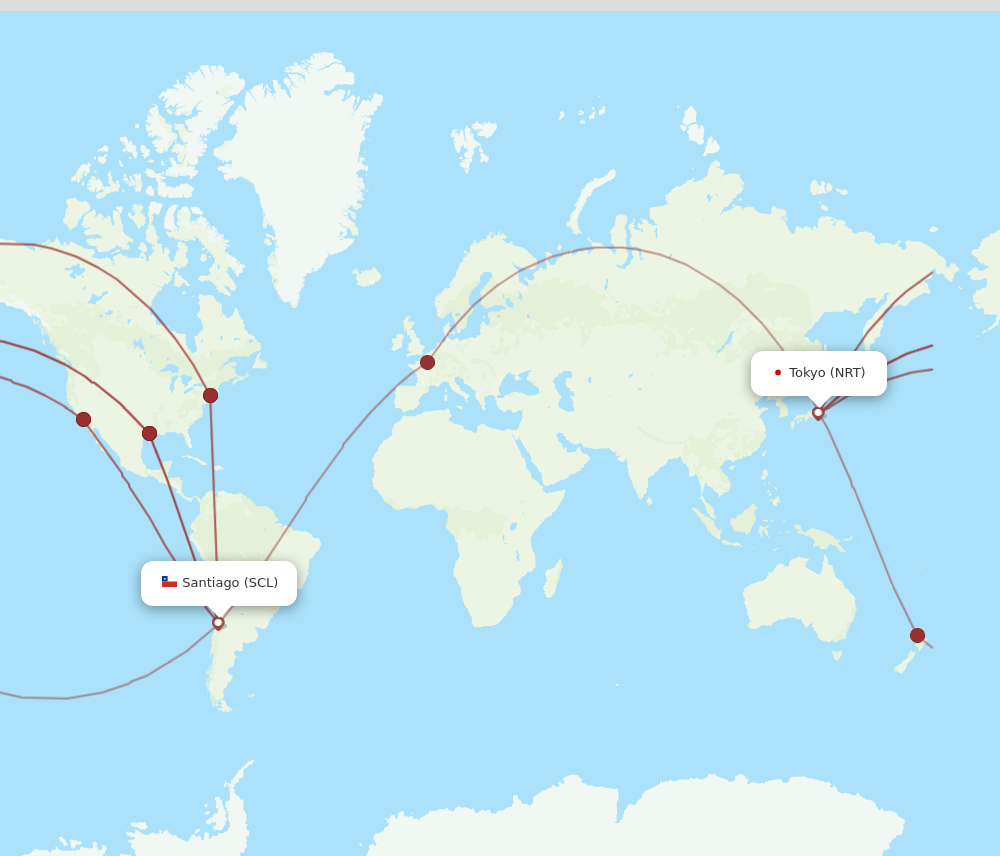 SCL to NRT flights and routes map