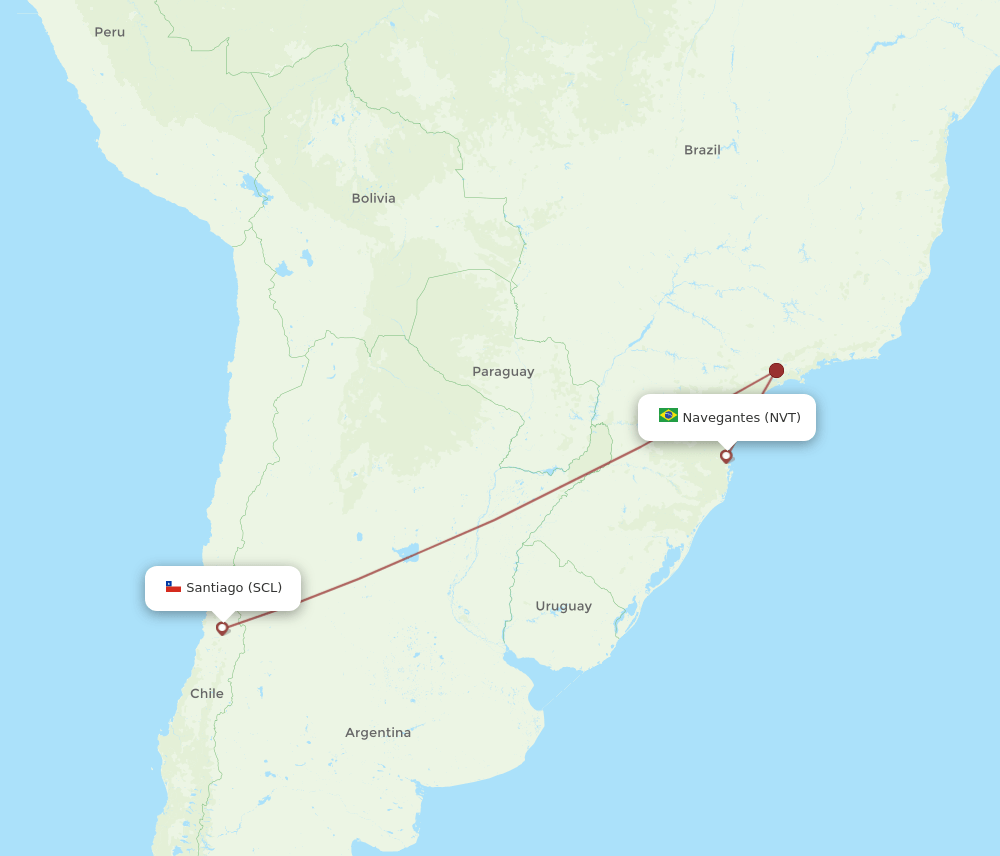 SCL to NVT flights and routes map