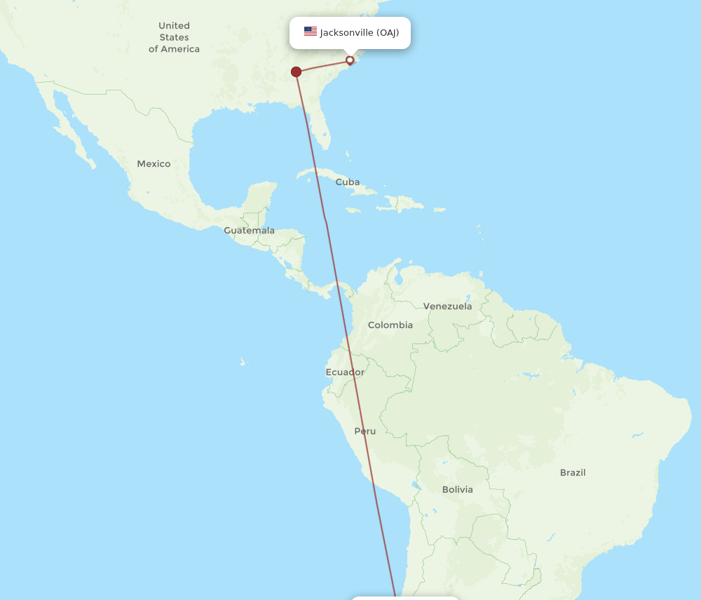 SCL-OAJ flight routes