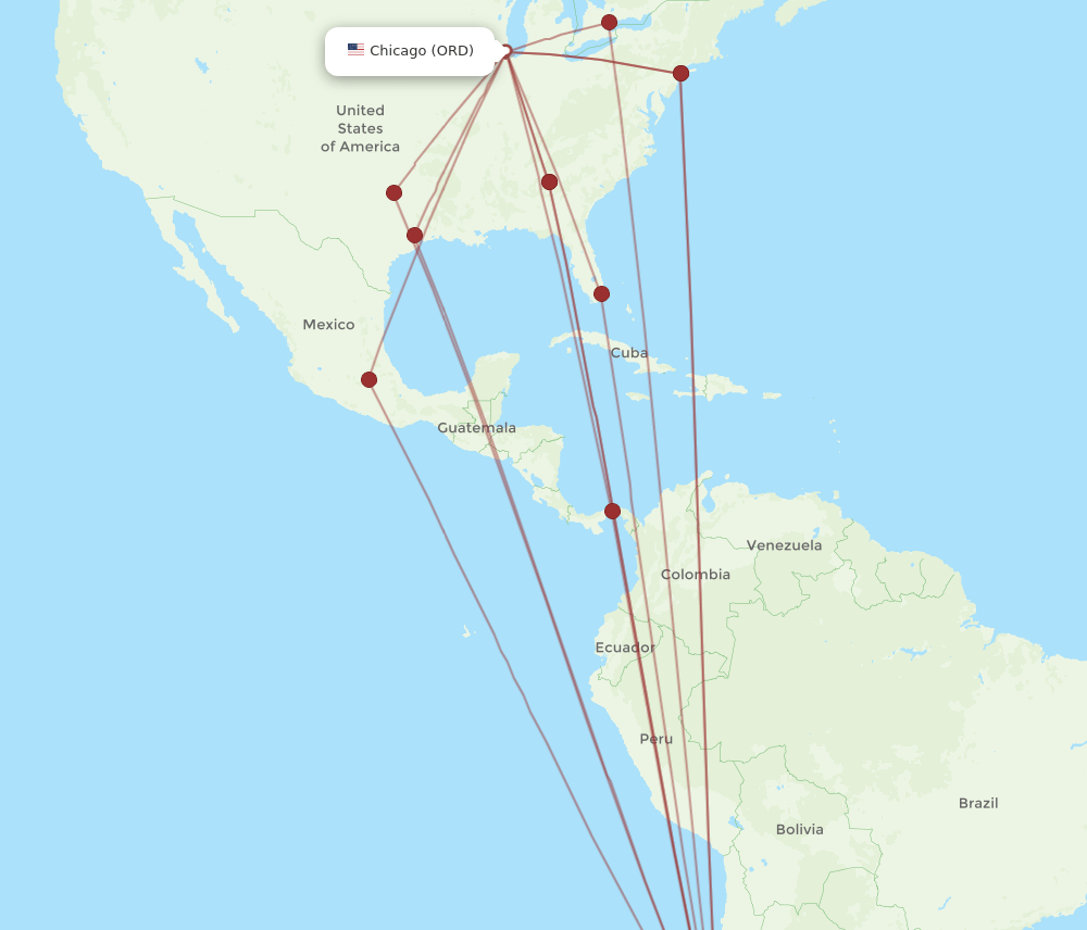 SCL-ORD flight routes