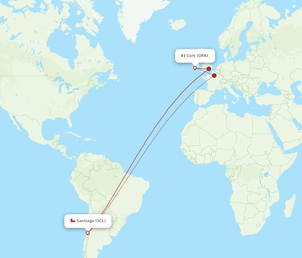 SCL-ORK flight routes