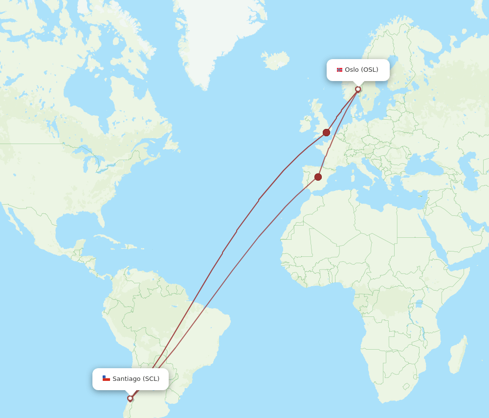 SCL-OSL flight routes