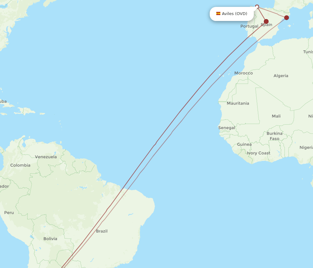 SCL-OVD flight routes