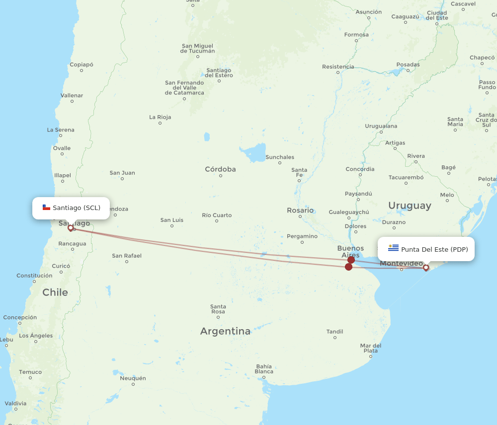 SCL-PDP flight routes
