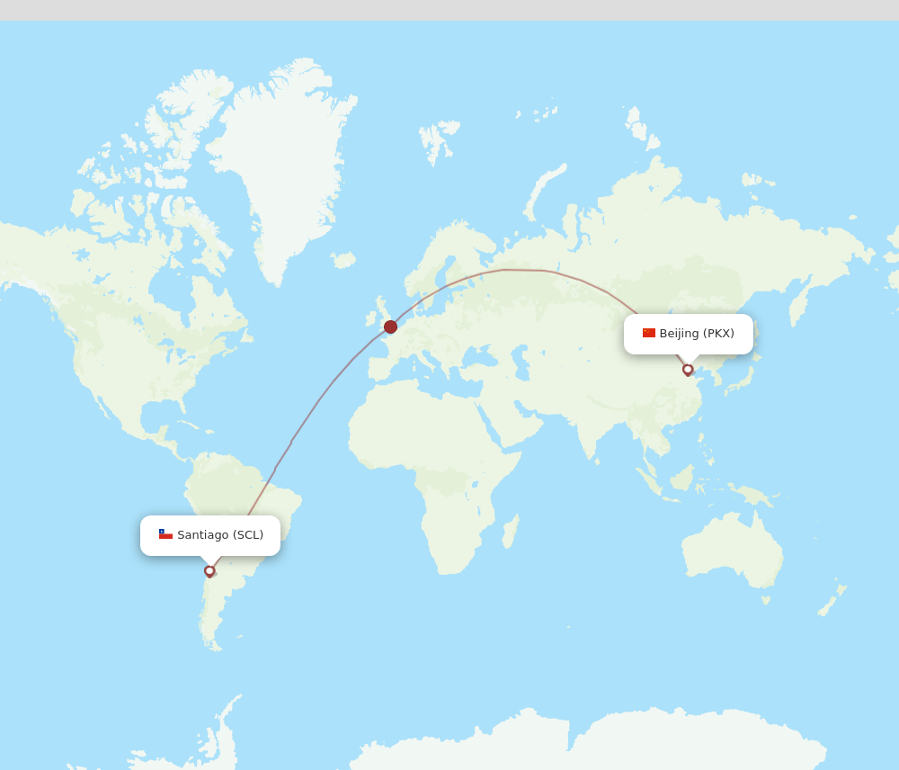 SCL to PKX flights and routes map