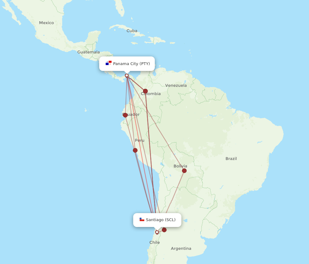 SCL-PTY flight routes