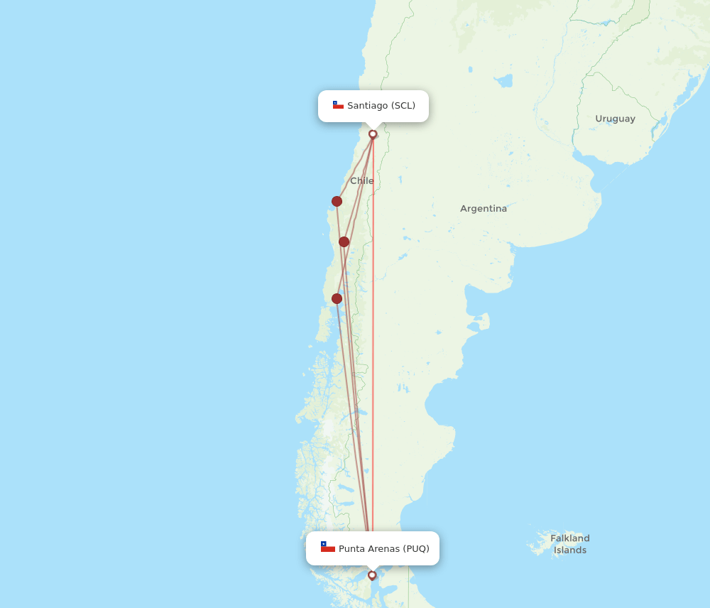 SCL-PUQ flight routes