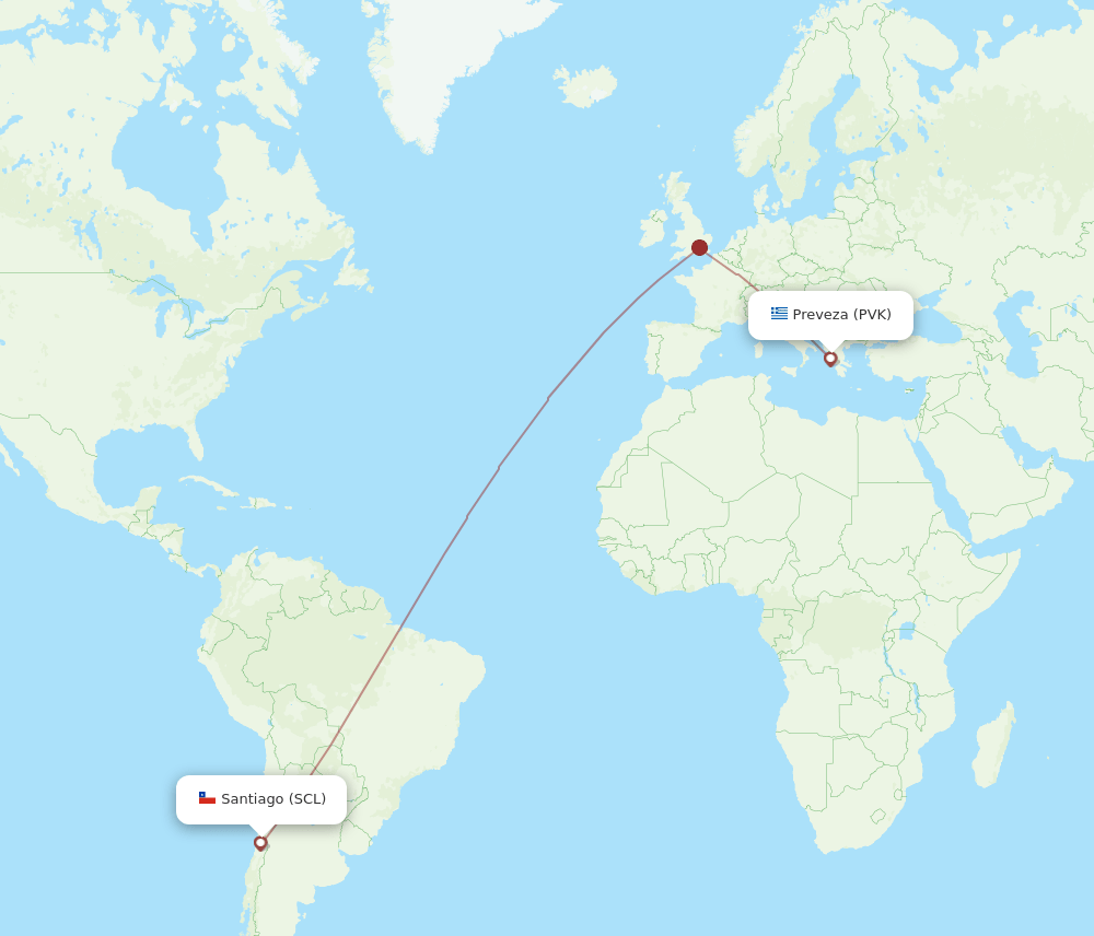 SCL-PVK flight routes