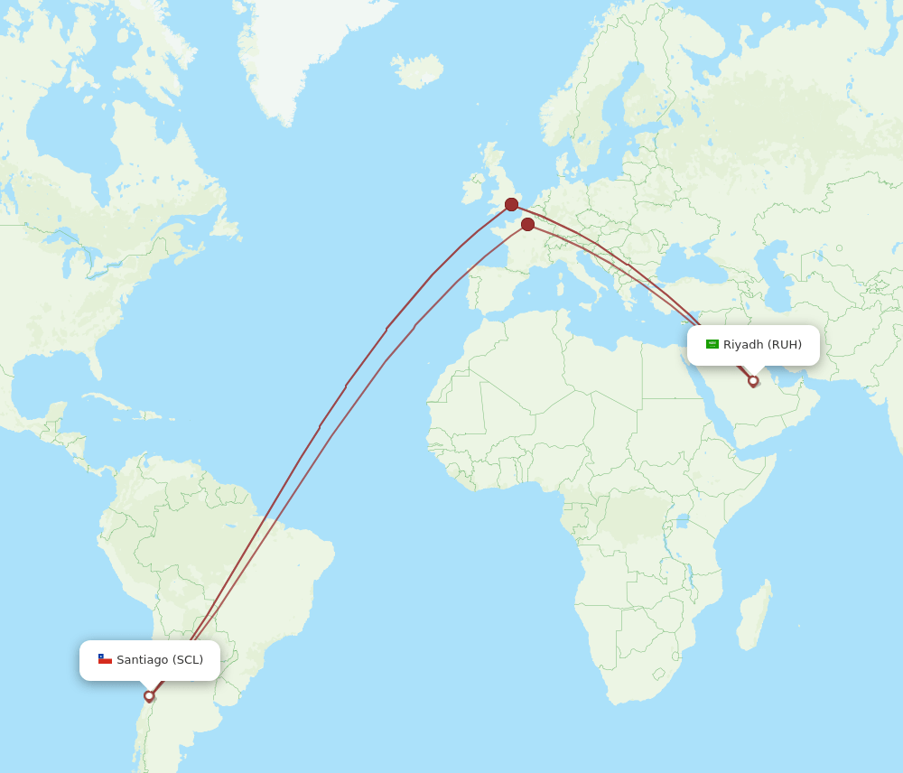 SCL-RUH flight routes