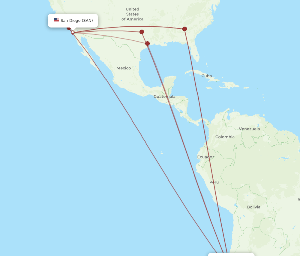 SCL-SAN flight routes