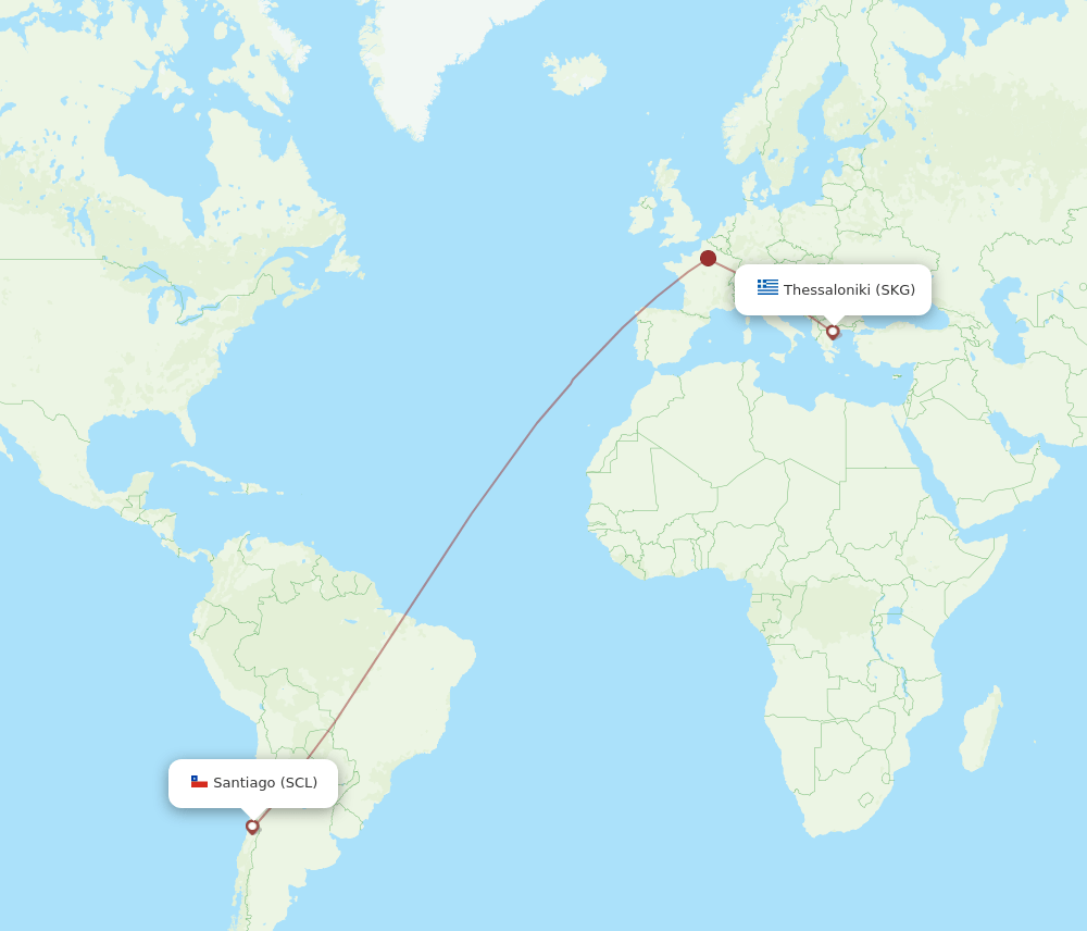 SCL-SKG flight routes