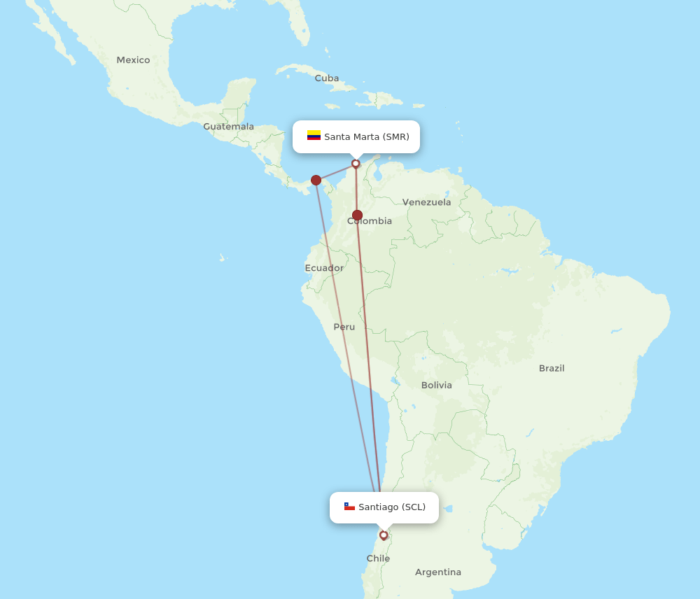 SCL-SMR flight routes