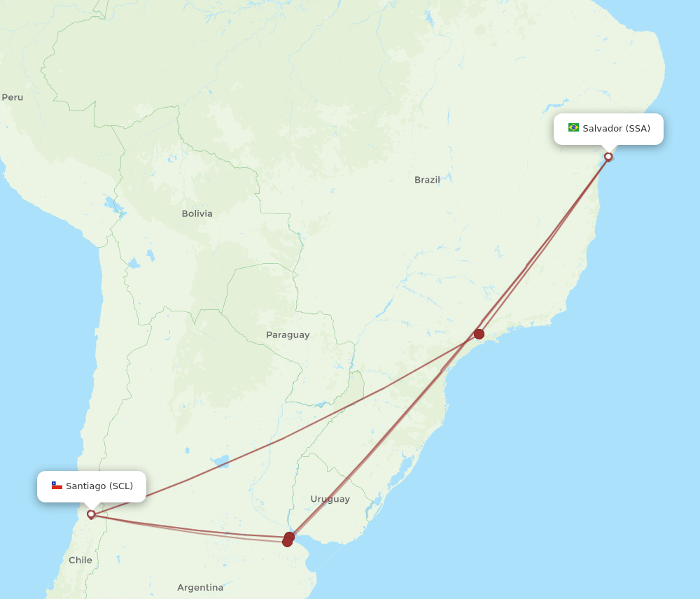 SCL to SSA flights and routes map
