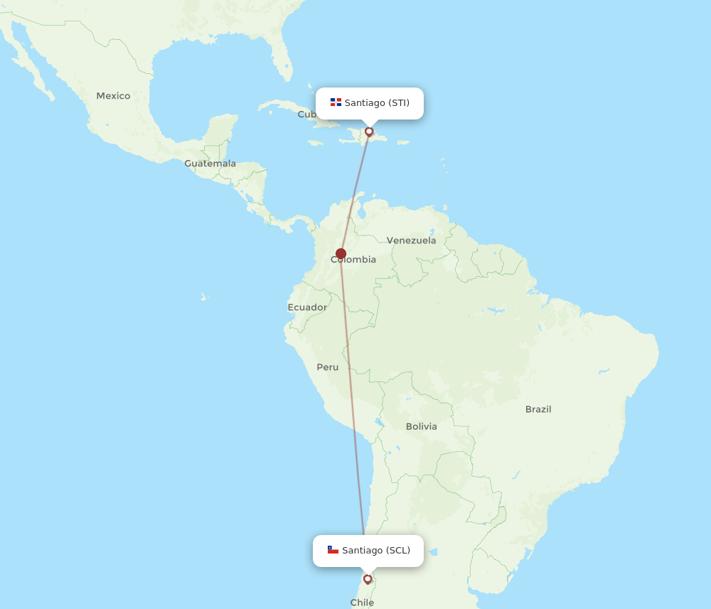 STI to SCL flights and routes map