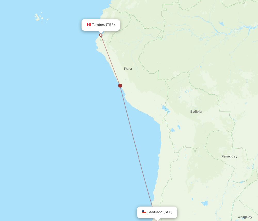 SCL-TBP flight routes