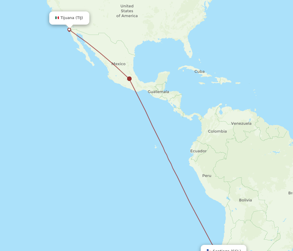 SCL-TIJ flight routes