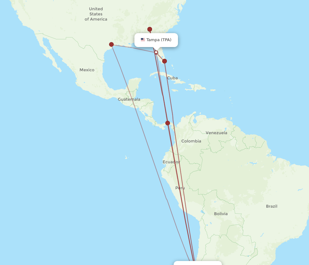 SCL-TPA flight routes