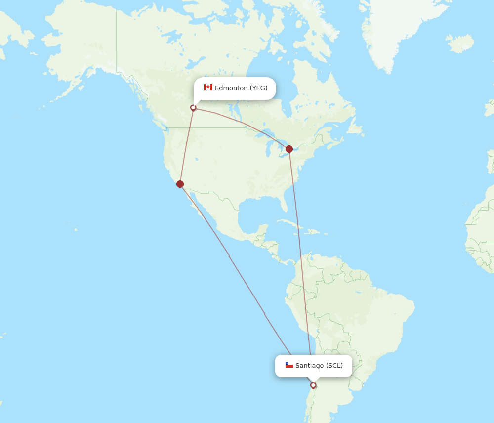SCL-YEG flight routes