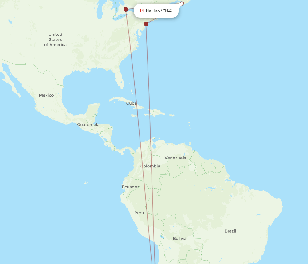 SCL-YHZ flight routes