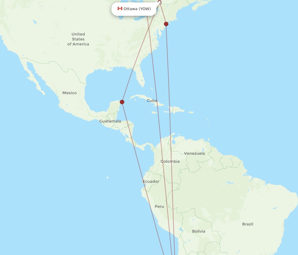 SCL-YOW flight routes