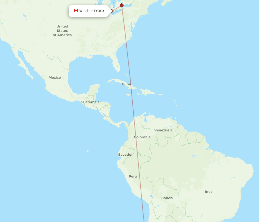 SCL-YQG flight routes