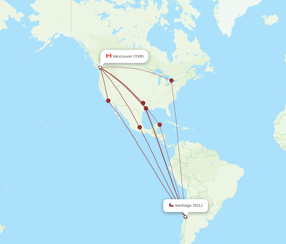 SCL-YVR flight routes