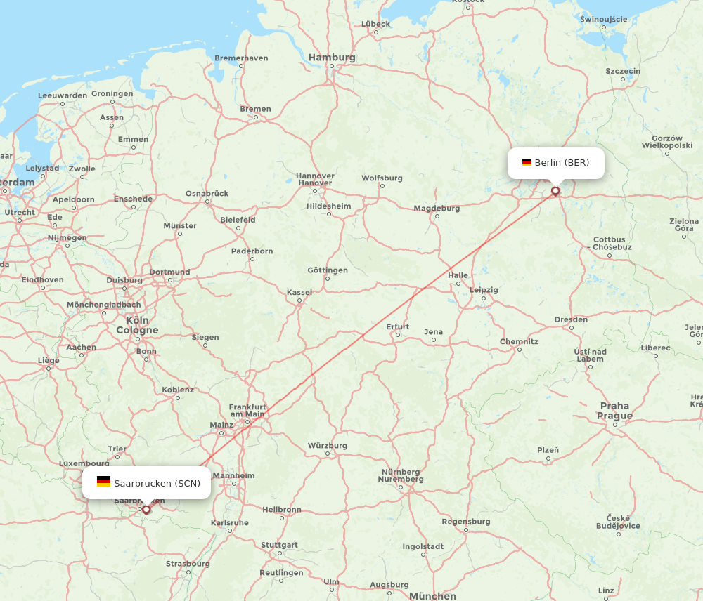 SCN to BER flights and routes map