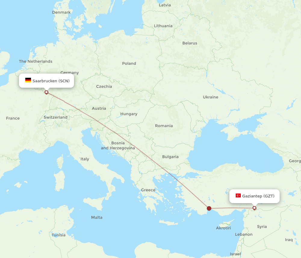 SCN-GZT flight routes