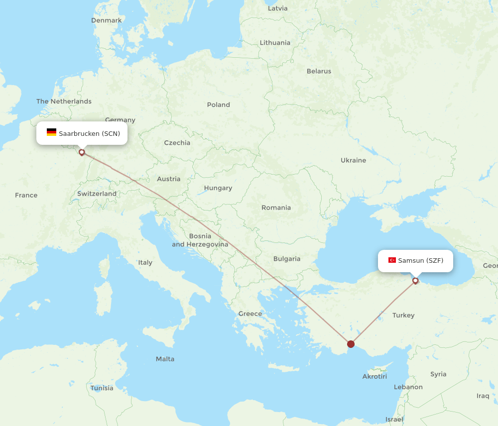 SCN-SZF flight routes