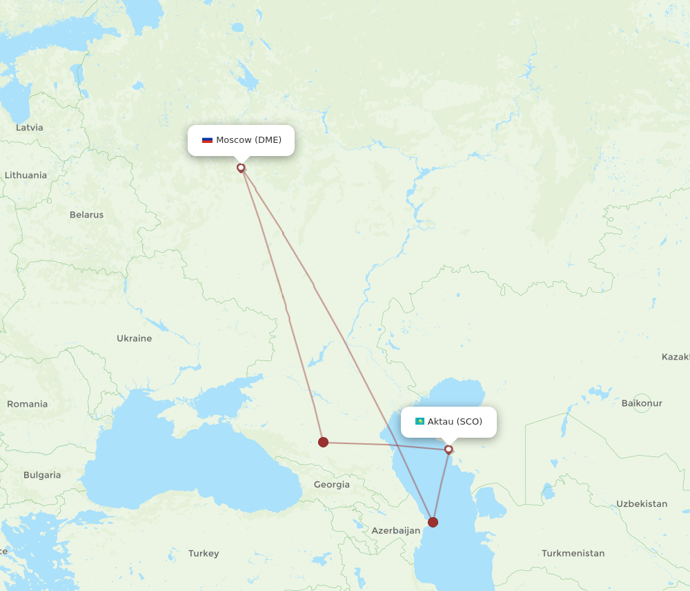 SCO to DME flights and routes map