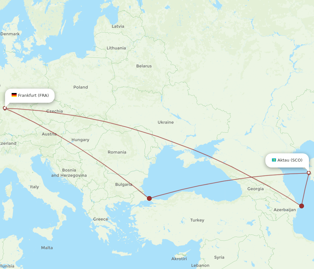 SCO-FRA flight routes