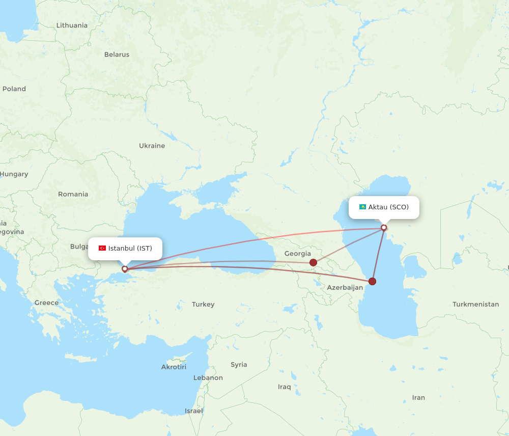 SCO to IST flights and routes map