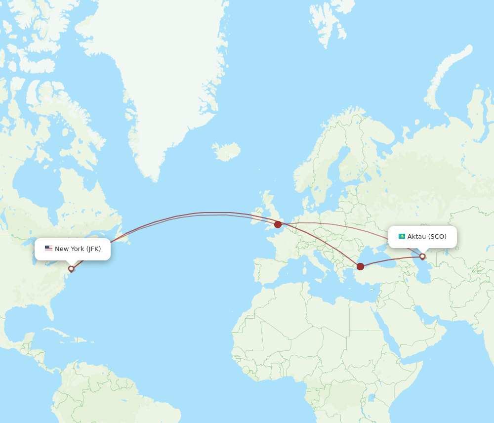 SCO-JFK flight routes