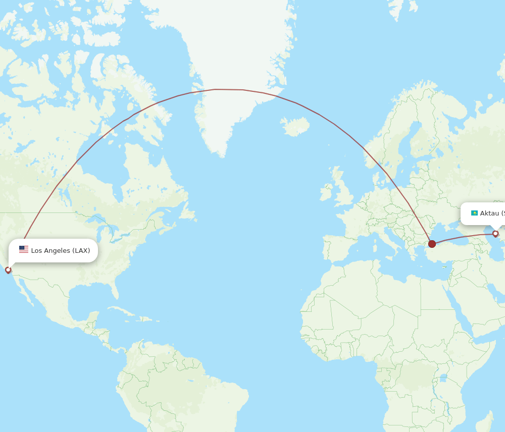SCO to LAX flights and routes map